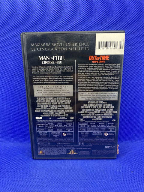 Man on Fire/Out of Time (DVD, 2007, 2-Disc Set) Denzel Washington 2-Pack