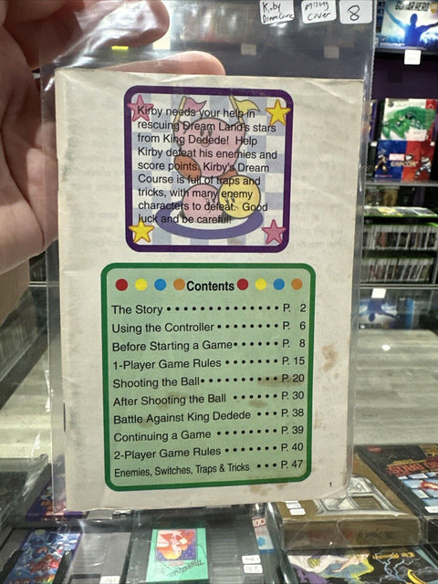 *Damaged* Kirby's Dream Course SNES Manual Super Nintendo Instruction Booklet