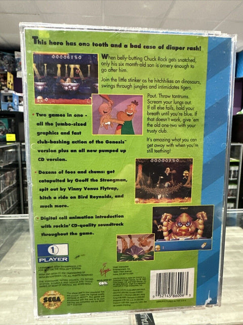 Chuck Rock II: Son of Chuck (Sega CD, 1993) CIB Complete *Water Damage Manual*