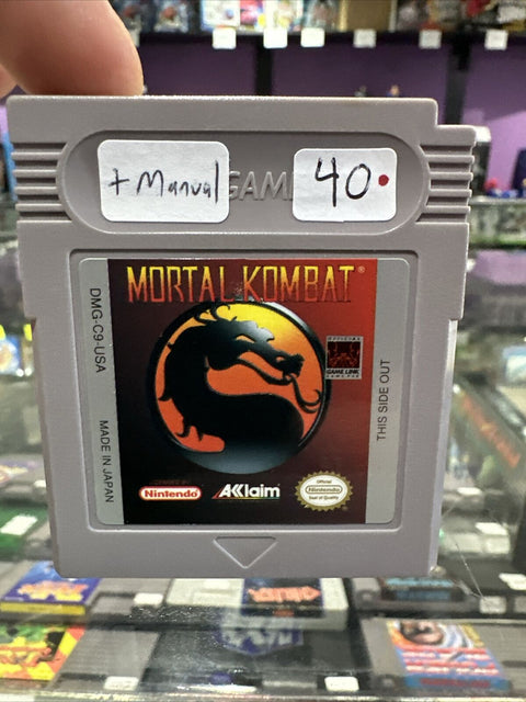 Mortal Kombat + Manual (Nintendo Game Boy, 1993) Authentic GB Tested!